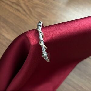 Bracelet, sterling silver cuff with embellished wire wrap